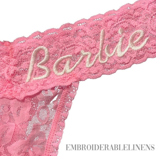 Personalized Lace thong, You choose your color Thong, Font, Thread Color, Words or Name. Great Wedding or Personal Sexy Gift!