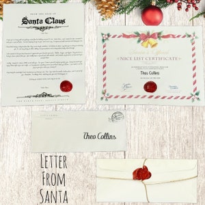 Carta personalizada para o Papai Noel - oficialmente selada e carimbada pelo Papai Noel. Presente para criança - Certificado da Lista de Bons ou Bons incluído - Presente de Natal