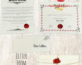 Personalized Santa Letter -Officially Sealed and Stamped by Santa. Child's Gift- Included Nice or Good List Certificate- Christmas Gift