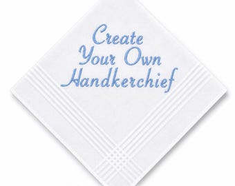 Custom Handwriting Embroidered Handkerchief, Wedding Keepsake Gift, Something Blue