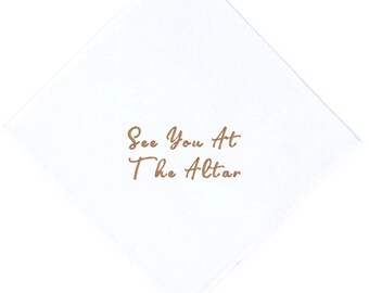 See you at the Alter Handkerchief- The Perfect Couple Gift Exchange, A True Wedding Treasure, In Your Choice of Thread Color, Wedding Gift.