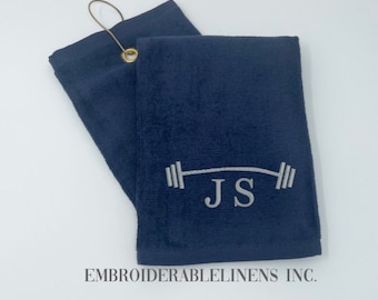 Workout Towel- Personalized by You Choose Your Font Thread Color for Initials or Add a Name or Personal Phrase. Great Gym Enthusiast Gift!