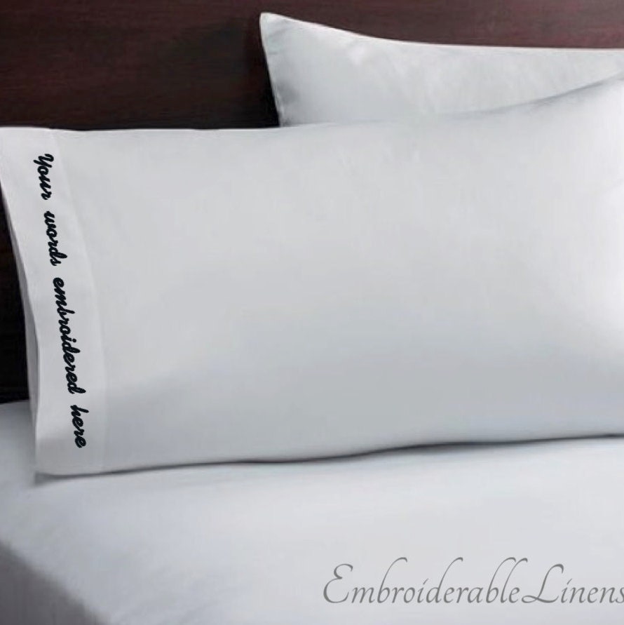 Monogram Standard Pillow Cases With Custom Embroidered Border 