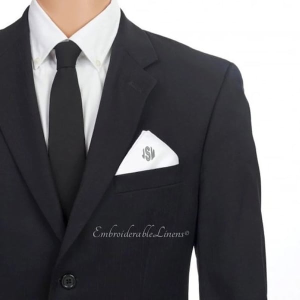 Best Seller Mens Pocket Square, Next Day, Embroidered Monogrammed, Classy and Sophisticated for all occasions or everyday wear. Great Gift!