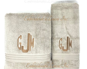Custom Monogrammed Towels- Custom Embroidered in your choice of color towels, Embroidery Thread Color, and Font style. Personalized Towels