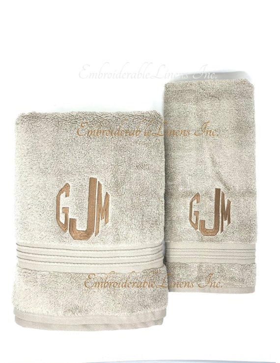 Custom Embroidered Monogram Towels Extra Large Size Plush Bath