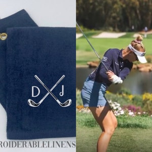 Best Seller Personalized Plush Golf Towel- Choose Your Font for Monogram Choose Your Initials or Name and a Thread Color Great Golfer Gift