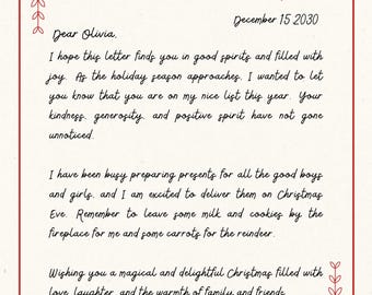 Letter from Santa- Instant Editable Download- Printable Template- Santa Claus Letter for Kids- Christmas Letter- Letter From The North Pole
