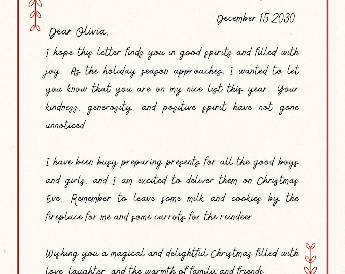 Letter from Santa- Instant Editable Download- Printable Template- Santa Claus Letter for Kids- Christmas Letter- Letter From The North Pole