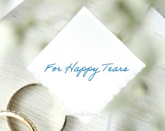 Embroidered Wedding Handkerchief – For Happy Tears, Groom/Bride/Dad Gift