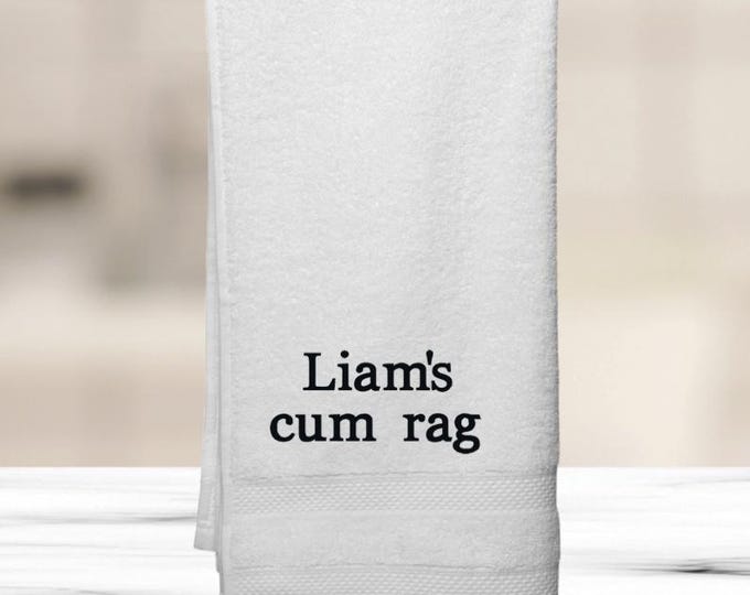 Personalized cum rag- Custom Embroidered Hand Towel in your choice of Color Towel and  Embroidery Thread Color. Great Personalized Gift!