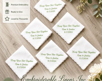 Embroidered Wedding Handkerchief - Funny Bride/Groom Gift