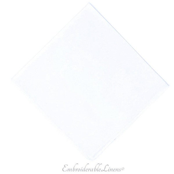 Blank Cotton Handkerchief- Great for Embroidery! Squared Edge. Ships Next Day! Great Handkerchief- Great Gift.