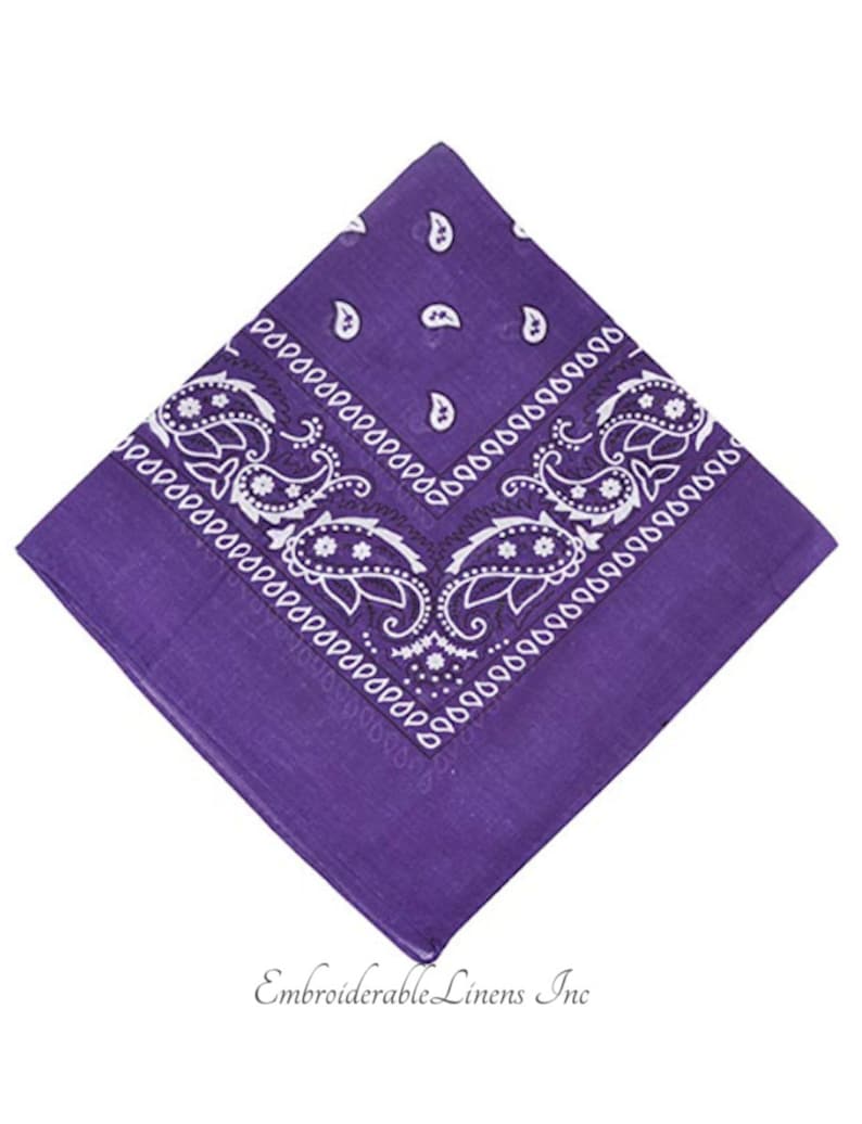 Bandana Custom Embroidered With Up To 3 Words- 100/% Cotton By EmbroiderableLinens Inc Embroidered In Your Choice Of Color