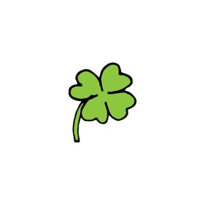 May include: A green four-leaf clover with a stem.