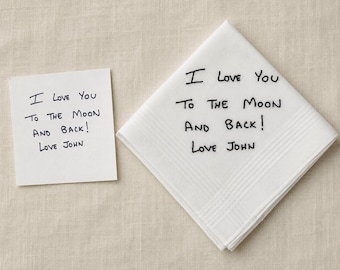 Embroidered Handwriting Handkerchief – Personalized Wedding Keepsake