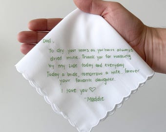 Embroidered Handwriting Handkerchief – Personalized Wedding Keepsake