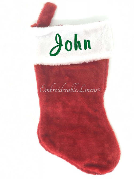 5 Custom Plush Christmas Stocking w/ Embroidery YOUR COLOR CHOICE 19in USA made 
