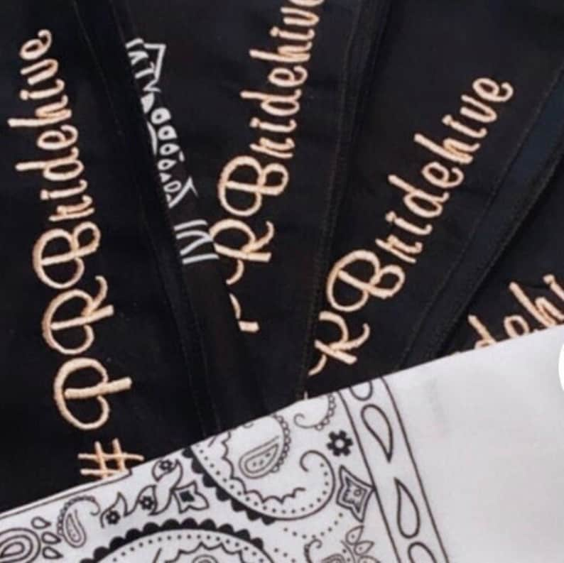 Personalize your Own Bandana, 100% Cotton Embroidered with your Words, Font and Thread Color. Pets, Weddings, Bachelor, Bachelorette Party image 1