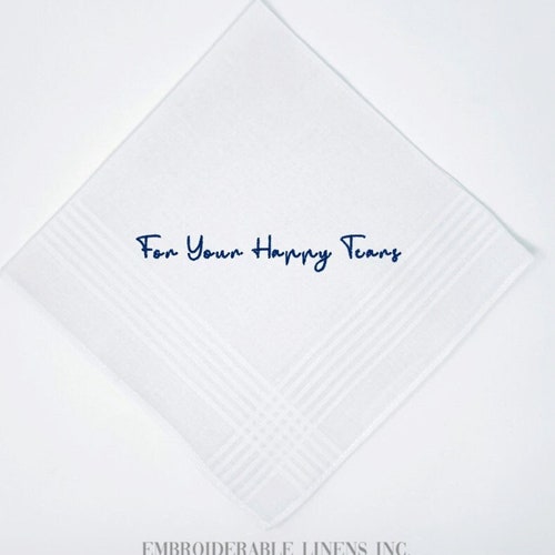 Embroidered Wedding Handkerchief – "For Your Happy Tears" Keepsake Gift