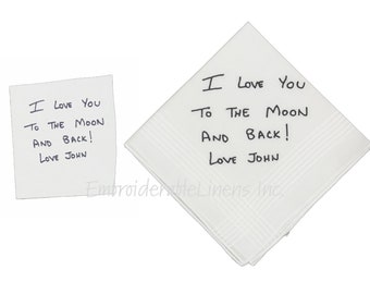 Embroidered Handwriting Handkerchief – Personalized Wedding Keepsake