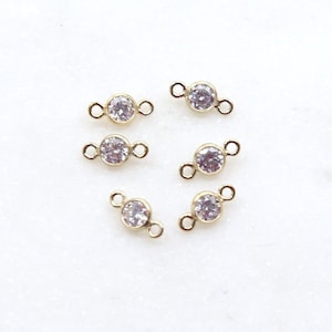6 stuks - 3 mm zirkonia 2 lussen verbindingsstuk bedel hanger ketting verbindingsschakels 14K gold filled, sterlingzilver, zirkonia bedel sierlijke schakels