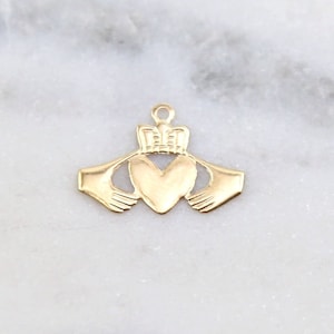 14K Gold Filled Irish Claddagh Crown Heart Charm 16mm x 12mm, Heart Crown Pendant, Gold Filled Charms, Lightweight Dainty Delicate Charms