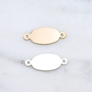Zwei Schleife Oval Stecker Link Stanzrohling Doppel Schleife 14K Gold Filled Sterling Silber 21 mm x 9 mm Charm Gravur Anhänger Gold Name Tag