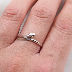 Sterling Silver Snake Serpent Adjustable Ring, Minimalist Snake Ring, Minimal Ring, Serpent Ring, Silver Snake Ring, Curled Snake,