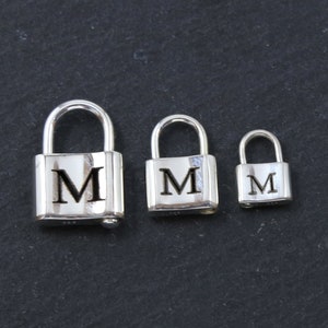 Sterling Silver Custom Engraved Initial Padlock Lock Charm, Openable Lock, Best Friend Charm, Silver Lock .925 Sterling Lock, Bridesmaids