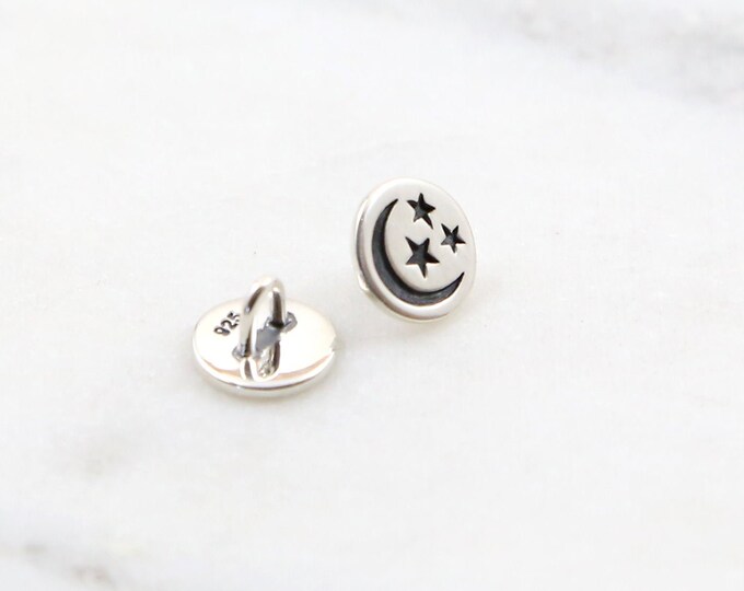 Crescent Moon and Stars Button Charm 8mm Circle Disc Coin - Etsy