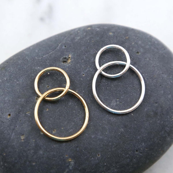 Dainty Interlocking Rings Connector Links 15mm and 10mm, Gold Filled, Sterling Silver Smooth Ring Circle Disc Coin Charm Round Connecting