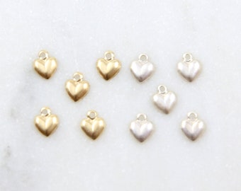 5 pcs Teeny Tiny Cute Heart Charm 14K Gold Filled, Sterling Silver Valentine's Day, Mothers's Day, Sisters, Best Friends Charm, Small Heart