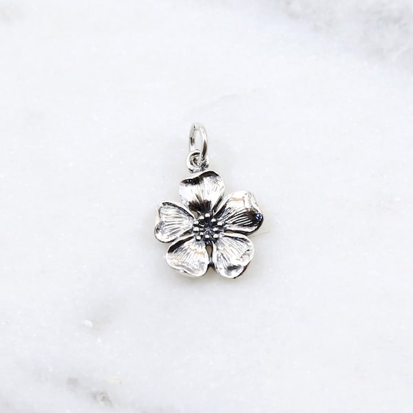 Sterling Silver Delicate Cherry Blossom Flower Charm Garden Charm, Spring Charm, Flower Charm, Rose Charm, Floral Charm