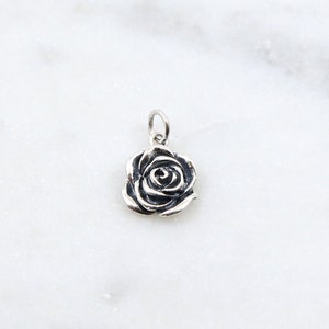 Sterling Silver Small Pretty Rose Charm Rose Petals Flower Garden Charm, Spring Charm, Flower Charm, Rose Charm, Floral Charm