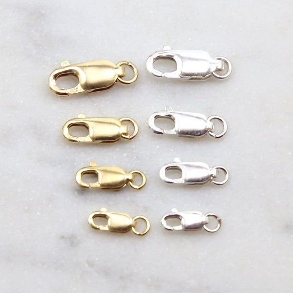 Rectangle Trigger Lobster Clasp with attached Ring Clasp Necklace End Findings in Gold Filled, Sterling Silver, Chain Findings DIY Necklace