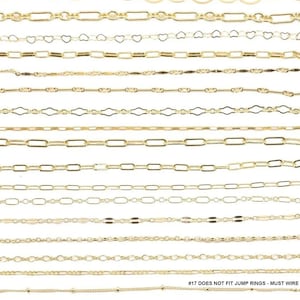 14K Gold Filled Unfinished Chains Chains for Permanent Jewelry Cable Chain Bar Chain Rolo Chain Starburst Chain, Paperclip Chain Made in USA