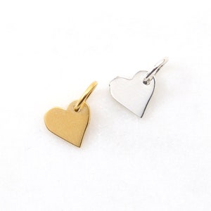 Tiny Cute Heart Charm Stamping Small Heart 7mm Blank 24K Gold Plated Sterling Silver Valentine&#39;s Day, Mothers Day Sisters Best Friends Charm