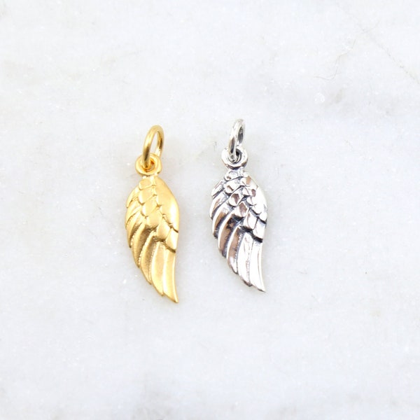 Tiny Angel Wing Charm, Sterling Silver or 24K Gold Plated, Angel Wing Necklace, Sterling Silver Angel Wing, Gold Angel Wing, Small Wing