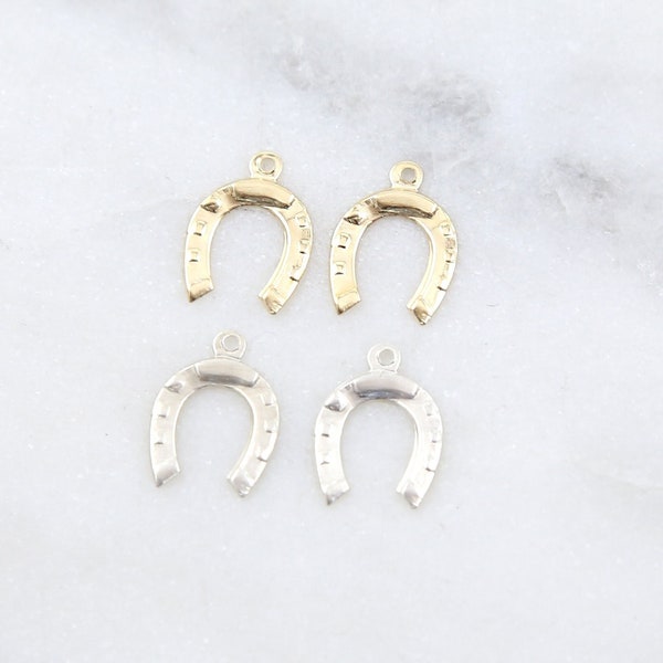 2 pcs Small Horseshoe Charms Lightweight Thin Charm Gold Filled, Sterling Silver, Drop Lucky Luck Pendant Horseshoe, Horse Lover Gift