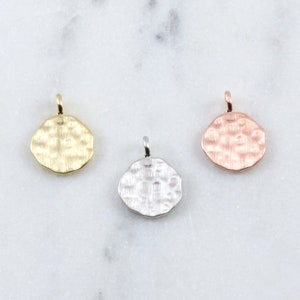 10mm Hammered Stamping Textured Coin Disc Vermeil, Rose Gold, Sterling Silver Stamping Blank Pendant, Textured Coin, Medallion,Initial Stamp