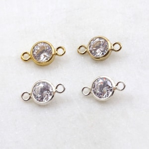 2 stks-4 mm zirkonia 2 lus connector bedel hanger ketting verbindingsschakels 14K gold filled, sterlingzilver CZ bedel sierlijke schakels