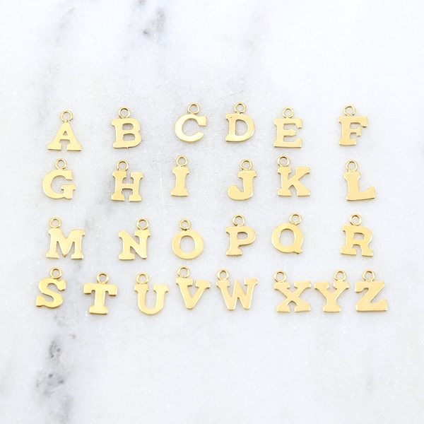 Gold filled eerste blokletter bedel druppel kleine kleine gepersonaliseerde hanger A-Z alfabet bedel