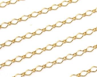 Diamond Marquise 14K Gold Filled Chain, Dainty Unique Long and Short Wholesale Chain, Gold Permanent Jewelry Chain Made in USA, Per Foot