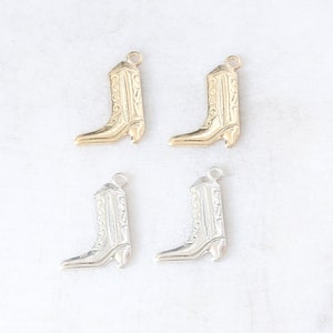 2 pcs Small Boot Charm, 14k Gold Filled or Sterling Silver, Lightweight Thin Charm Horse Lover Gift, Western Cowboy Charm, Permanent Jewelry