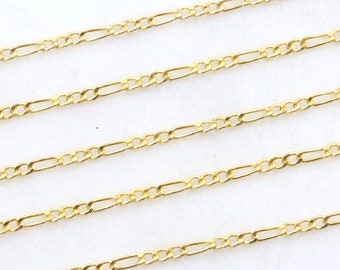 1.4mm Figaro Chain Delicate Dainty Minimal Fancy Unique Chain 14K Gold Filled Sterling Silver Permanent Jewelry Chain Wholesale Sold by Foot
