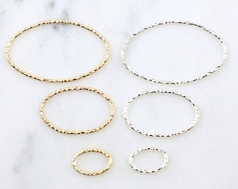 Dainty Textured Hammered Oval Link Connector Charm Sterling Silver, Gold Filled Ring  10mm, 20mm, 27mm, Unique Jewelry Findings, Jump Ring