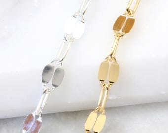 14K Gold Filled & Sterling Silver Oval Paperclip Chain: 6.5mm Wholesale Chain