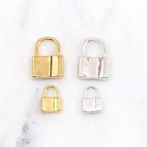 Padlock Lock Small Large Charm in Vermeil 18k gold over sterling, Sterling Silver, Best Friend Charm Bracelet, Silver Lock, Gold Lock Charm