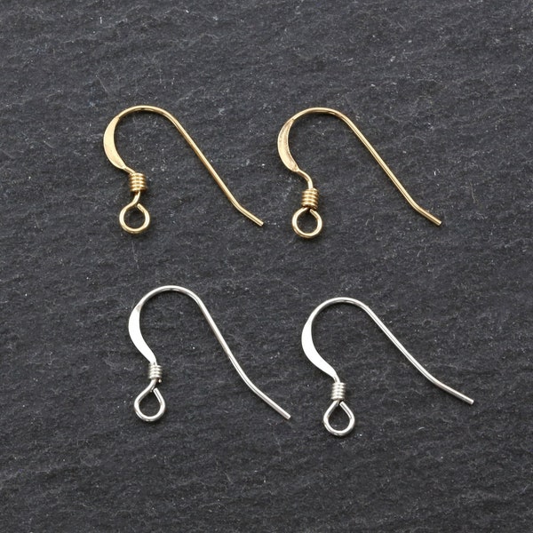 1 Pair Coil French Earring Hook Earring Findings 14K Gold Filled, Sterling Silver, Ball Ear Wires Hook Component, Earring DIY, Simple Hook